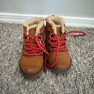 Toddler Brown Boots with Red Laces